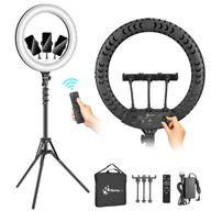 Lampy stojące - Lampa pierścieniowa LUMO LED ring do filmów zdjęć makijażu - miniaturka - grafika 1