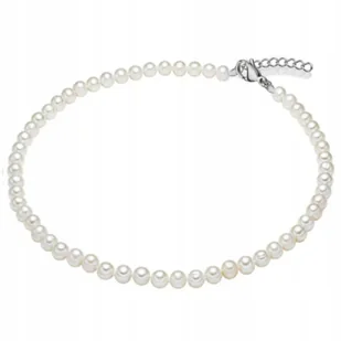 Srebrny elegancki naszyjnik z białych pereł 6mm perłowe srebrzone kuleczki - Naszyjniki - miniaturka - grafika 1