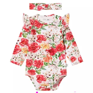 Zestaw body z falbanką i opaska z supełkiem Kamelia 62 - Body dla niemowląt - miniaturka - grafika 1