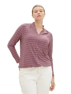 Koszulki i topy damskie - TOM TAILOR Damska koszulka z długim rękawem Plussize, 33989 - Brązowy nadruk geometryczny, 48 - miniaturka - grafika 1