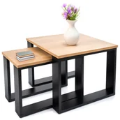 Ławy i stoliki kawowe - Stolik kawowy LEHMANN 2 szt ława loft retro DĄB GOLD stół podwójny 50x50 cm + 30x50 cm - miniaturka - grafika 1