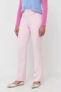 Spodnie damskie - Silvian Heach spodnie damskie kolor różowy proste high waist - grafika 1