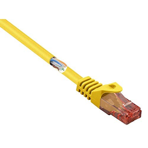 Basetech BT-2272304 RJ45 kabel sieciowy, kabel krosowy CAT 6 U/UTP 0,50 m żółty z zabezpieczeniem zatrzasku, bezhalogenowy 1 szt.