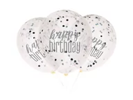 Balony i akcesoria - Balony przezroczyste Happy Birthday z konfetti w środku - 30 cm - 6 szt. - miniaturka - grafika 1