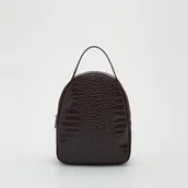 Plecaki - Reserved - Plecak z motywem krokodylej skóry - Brązowy - miniaturka - grafika 1