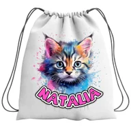 Plecaki szkolne i tornistry - Plecak Worek Koty Kotki Kot Szkolny Na Buty WF Obuwie Z Napisem - miniaturka - grafika 1