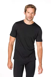 Koszulki męskie - super.natural super.natural Cienki męski T-shirt z krótkim rękawem, z wełny merynosów, M BASE TEE 140, rozmiar: S, kolor: czarny (Jet Black) SNM003820 - grafika 1