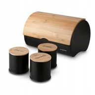 Herbata - Zestaw Chlebak Pojemniki Kawa Cukier Herbata Stalowy Bambus Volano Czarny - miniaturka - grafika 1