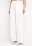 Spodnie damskie - Białe Eleganckie Spodnie z Szerokimi Nogawkami Kahinuni - miniaturka - grafika 1