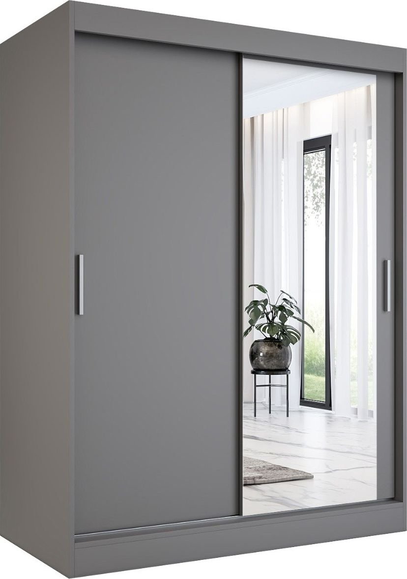 MKPOL Szafa przesuwna MODUO COMFORT 150 antracyt z lustrem po prawej