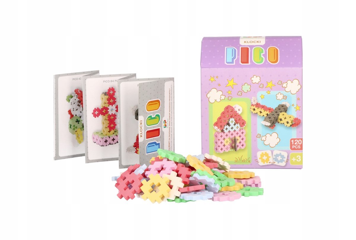 KLOCKI KONSTRUKCYJNE PICO 120 ELEMENTY – EDUKACYJNE, KREATYWNE - PASTEL