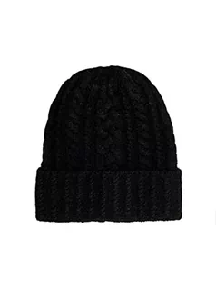 Czapki damskie - ONLY Women's ONLSALLY Life Cable Knit BEANIEACC czapka, Black/Detail:with DTM Lurex, ONE Size, Black/Szczegóły: WITH DTM LUREX, jeden rozmiar - grafika 1