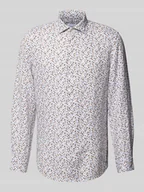 Koszule męskie - Koszula biznesowa o kroju regslim ular fit z lnu z kołnierzykiem typu kent - miniaturka - grafika 1