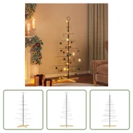 Choinki - The Living Store Choinka metalowa z drewnianym stojakiem czarna 150 cm - miniaturka - grafika 1