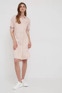 Sukienki - Calvin Klein sukienka bawełniana kolor różowy mini prosta - grafika 1