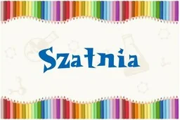 Tabliczka z kolorowymi kredkami: Szatnia - Pomoce naukowe - miniaturka - grafika 1