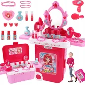 Zabawy w naśladowanie dorosłych - Toaletka Dla Dziewczynki Duża Z Lustrem Led Walizka 3w1 - miniaturka - grafika 1