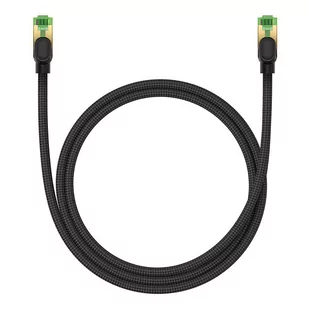 Kabel sieciowy w oplocie kat. 8 Baseus Ethernet RJ45, 40Gbps, 1m (czarny) - Kable miedziane - miniaturka - grafika 2