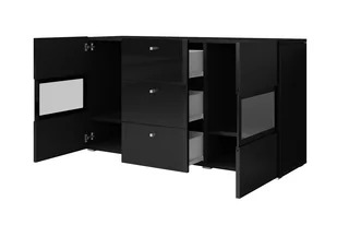 Komoda dwudrzwiowa z trzema szufladami Baros 26 - czarny połysk - Komody - miniaturka - grafika 4