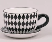Donice - Filiżanka doniczka czarno-biała SZACHOWNICA średnica 15cm - miniaturka - grafika 1