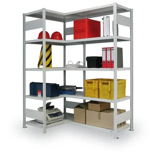 META Narożny regał półkowy CLIP, 2000x1000x400 mm, 5 półek 97936 - Szafy i regały magazynowe - miniaturka - grafika 1