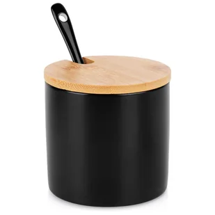 CUKIERNICA CUKIERNICZKA CERAMICZNA Z ŁYŻECZKĄ CZARNA 139681 - Cukiernice - miniaturka - grafika 1