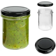 Pojemniki kuchenne - słoiczek na przetwory 200ml dżem desery sosy słoik czarna zakrętka 200 ml - miniaturka - grafika 1