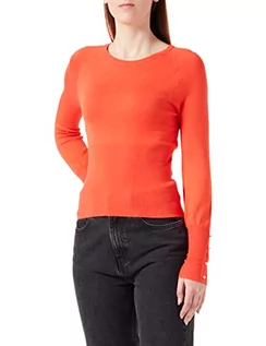 Swetry damskie - Morgan damski sweter z długim rękawem z okrągłym dekoltem Mateo Dark Orange TXS, Orangeade, XS - grafika 1