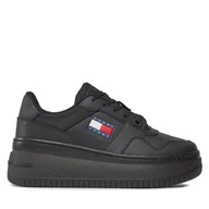 Sneakersy damskie - Sneakersy Tommy Jeans Tjw Retro Basket Flatform Ess EN0EN02506 Czarny - miniaturka - grafika 1
