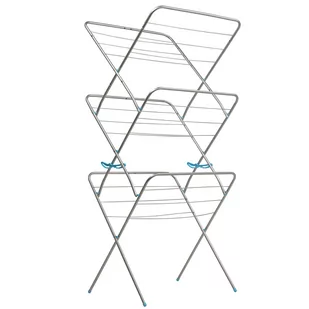 Stalowa, składana suszarka stojąca na pranie, srebrna 58 cm - Suszarki na ubrania - miniaturka - grafika 1
