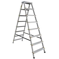 Drabiny - DRABEST Drabina aluminiowa dwustronna certyfikowana 2x8 stopniowa 150 kg - miniaturka - grafika 1