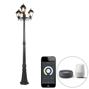QAZQA Inteligentna latarnia czarna 3-punktowa IP44 z Wi-Fi ST64 - Capital - Lampy ogrodowe - miniaturka - grafika 1