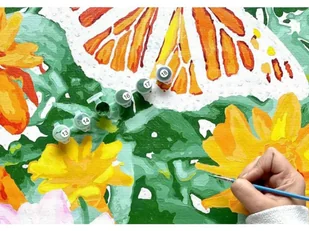 OBRAZ MALOWANIE PO NUMERACH RAMA 40x50cm KOT Z MOTYLKIEM - Malowanie po numerach - miniaturka - grafika 7