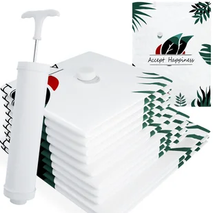 WORKI PRÓŻNIOWE NA UBRANIA POŚCIEL WOREK DUŻE WYTRZYMAŁE 10szt. + POMPKA - Pokrowce na ubrania - miniaturka - grafika 1