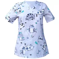 Odzież medyczna - Bluza medyczna damska fartuch kolorowy wzorek 1474 XS - miniaturka - grafika 1