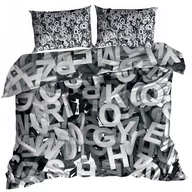 Pościel - Pościel 3D bawełna satyna 160x200cm BIAŁE LITERY - miniaturka - grafika 1