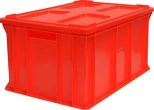 Artech Pojemnik transportowy EURO 300 z pokrywą, dno i ścianki pełne wym. 600 x 400 x 300 mm czerwony - Pojemniki przemysłowe - miniaturka - grafika 1