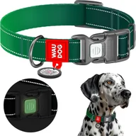 Obroże dla psów - Obroża dla psa nylonowa waudog nylon mono z paszportem qr, odblaskowa, plastikowy fastex, zielona, rozmiar s, 25-35 cm, 15 mm - miniaturka - grafika 1