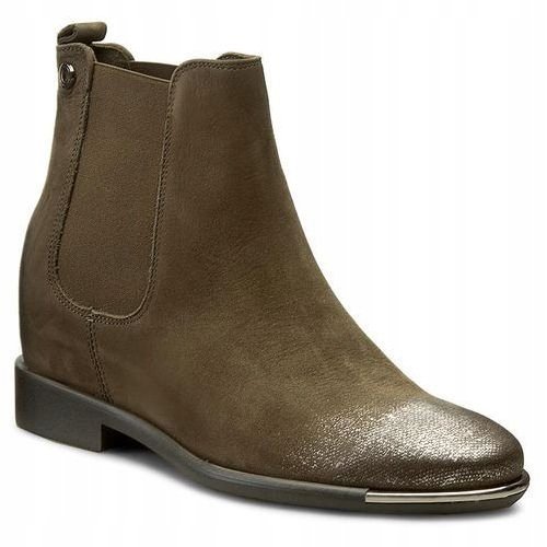 Zielone botki damskie Carinii B3780/N -I43 skóra nubuk koturn r.37