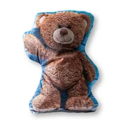 Kołdry i poduszki dla dzieci - Poduszka przytulanka Kształtka 40x30 Miś brązowa niebieska - miniaturka - grafika 1