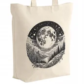 Torby i wózki na zakupy - Torba bawełniana z dnem materiałowa na zakupy Z motywem Księżyca Gwiazd - miniaturka - grafika 1