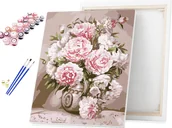 Malowanie po numerach - Malowanie po numerach Bukiet Piwonii 40x50cm RAMA / beliart - miniaturka - grafika 1