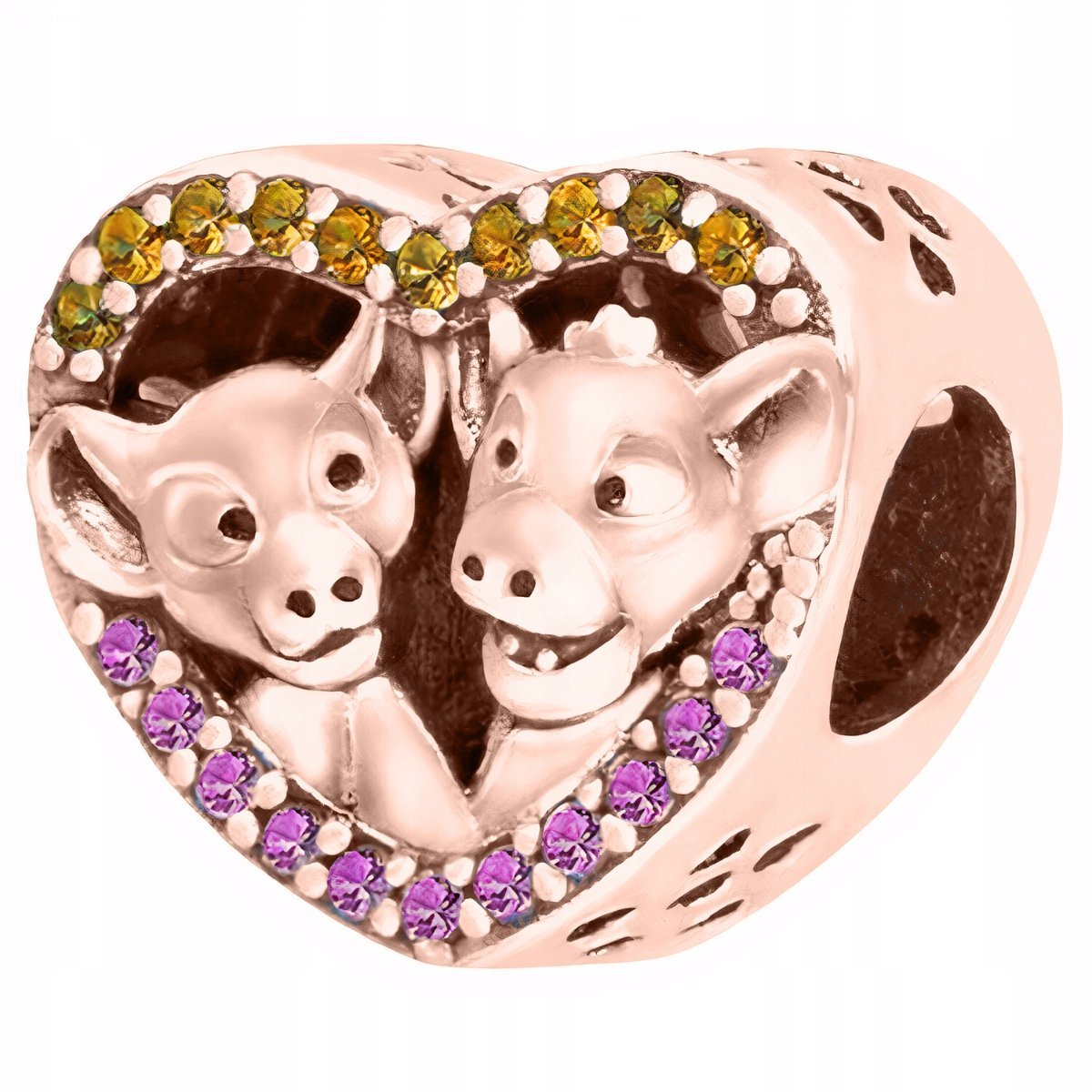 Charms Pozłacany Simba i Nala Bajka Zwierze Lew Lion Bajeczny SREBRO 925