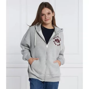 Tommy Hilfiger Bluza VARSITY LONG ZIP UP | Relaxed fit - Bluzy damskie - miniaturka - grafika 1