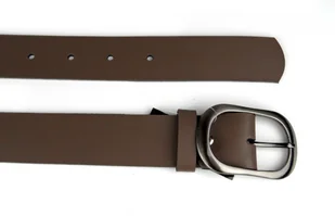 Pasek Damski Skórzany Gładki COMPLEX (PL) 40 mm CIEMNY BEŻOWY Szeroki - Paski - miniaturka - grafika 3