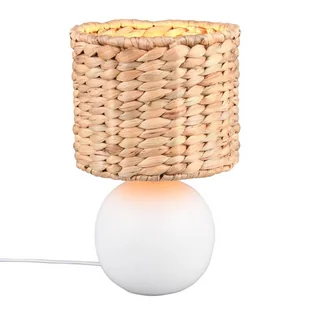 Nocna lampka pleciona do sypialni VINA 518900101 Trio ceramiczna biały drewniany - Lampy stojące - miniaturka - grafika 1