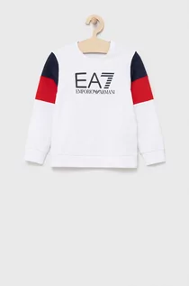 Bluzy damskie - Emporio Armani EA7 EA7 bluza bawełniana dziecięca kolor biały z nadrukiem - grafika 1