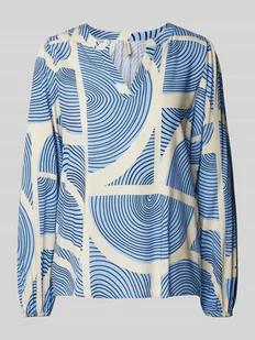 Bluzka o kroju slim fit z wiskozy z kołnierzem z lamówką model ‘OLIVERA’ - Bluzki damskie - miniaturka - grafika 1