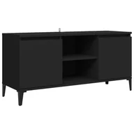 Szafki RTV - vidaXL Szafka TV, metalowe nóżki, czarna, 103,5x35x50 cm - miniaturka - grafika 1