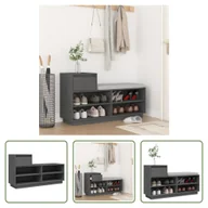 Szafki na buty - The Living Store Stojak na buty szary 110x34x61 cm lite drewno sosnowe - miniaturka - grafika 1